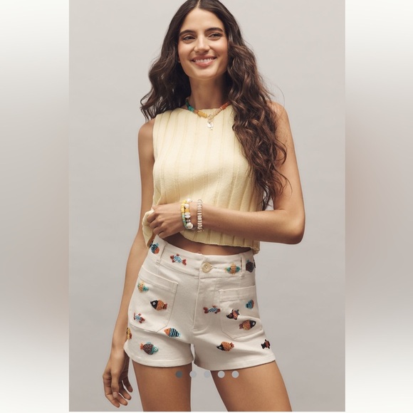 Anthropologie Pants - Anthropologie NWT The Colette Beaded Icon Shorts by Maeve size 25.